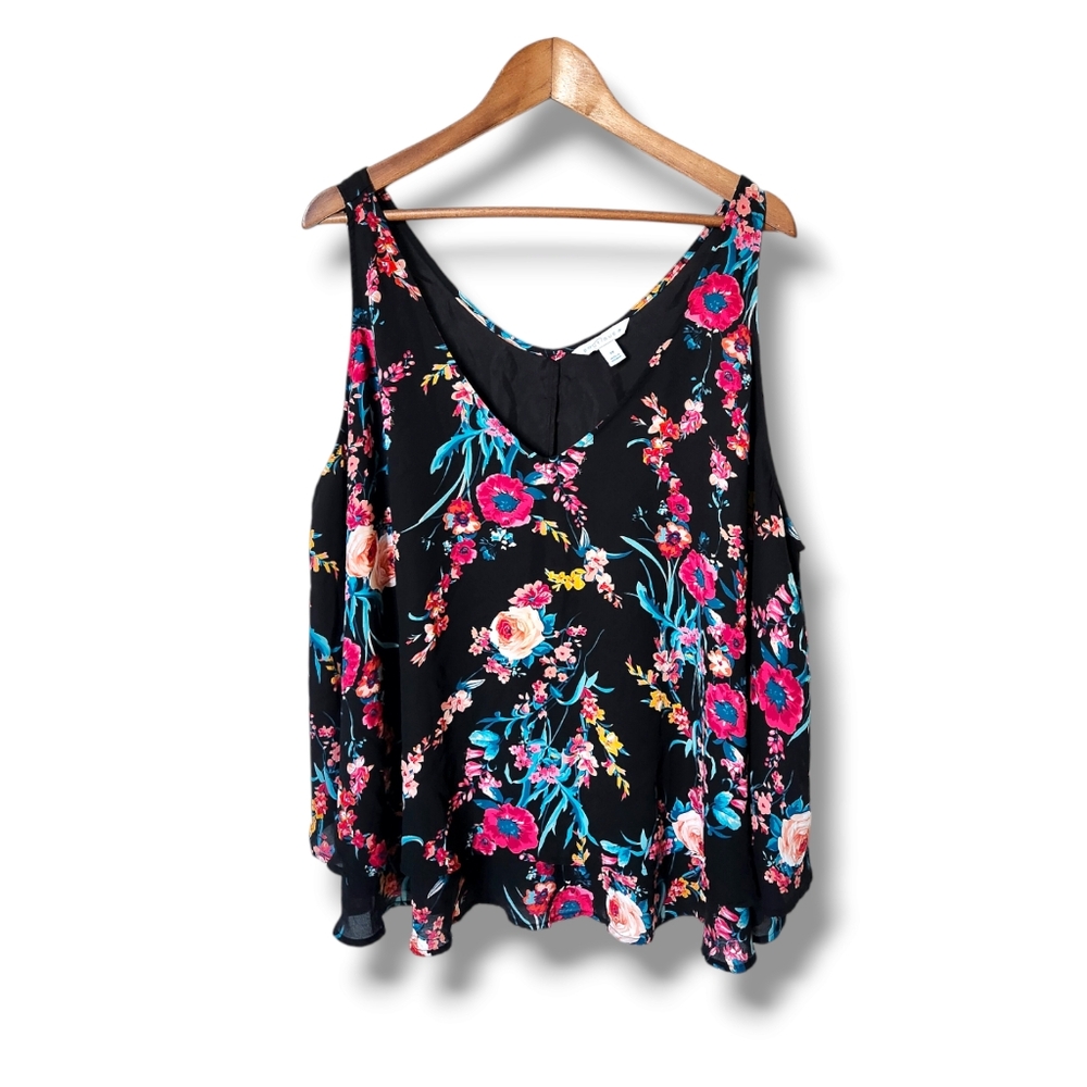Boutique + Floral Print Layered Swing Tank | 3X
